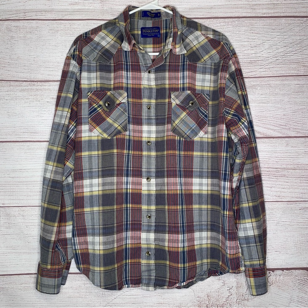Pendleton Men’s plaid long sleeve shirt snap button shirt